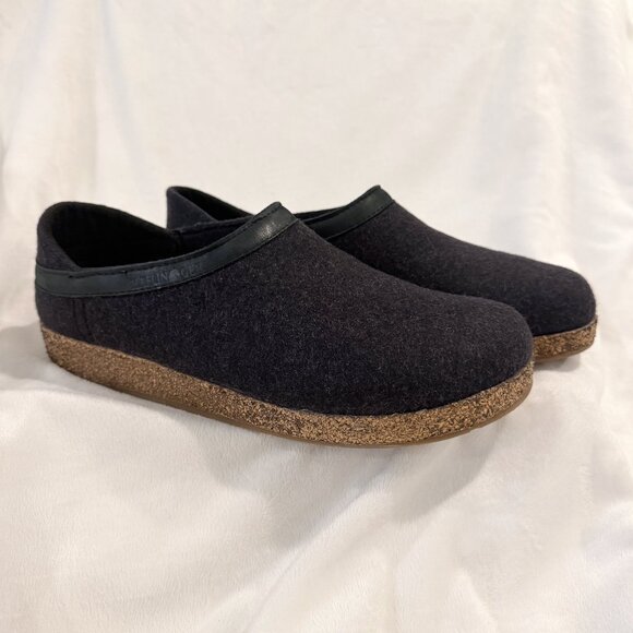 Haflinger Grizzly Pure New Wool Clog Shoes Slippers Black Mens EU 44 / US 11 - Picture 1 of 9
